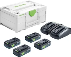 Festool Accessoires 18 Volt 577104 Kit D'énergie SYS 18V 4x4.0/TCL6 DUO- 4 X Packs De Batteries Et Chargeur Dans Un Systainer.