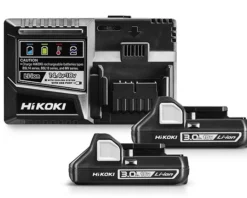 HIKOKI Accessoires 18 Volt UC18YSL3WC2 Booster Pack 2 X 18V 3.0Ah Li-ion Battery And UC18YSL3 Quick Charger